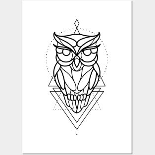 Linework owl design Posters and Art